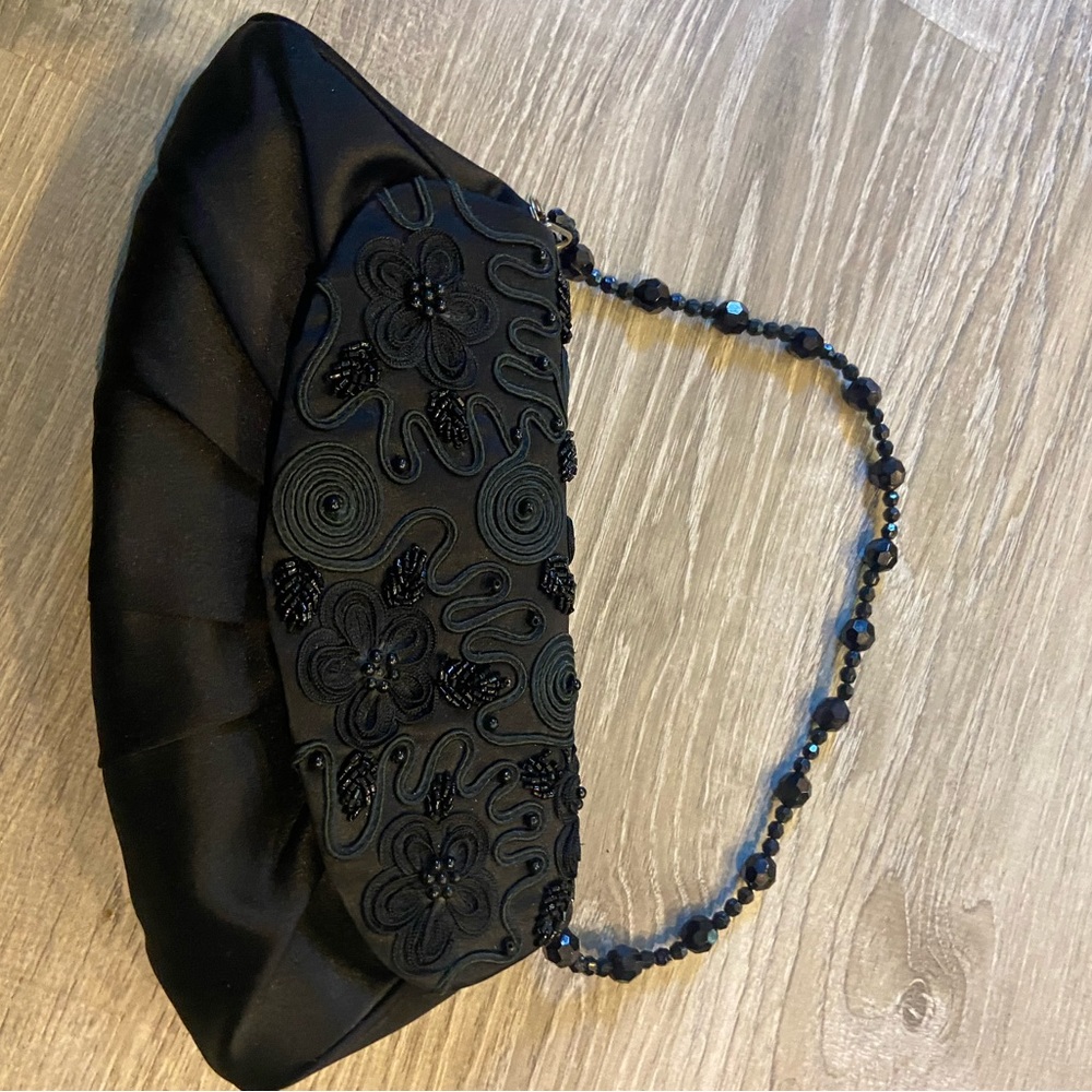 Evening Bag Black Beaded EUC